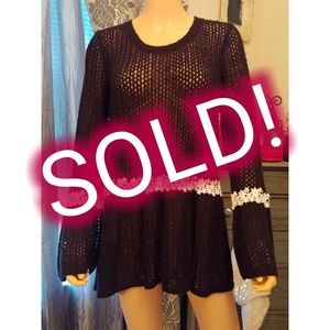NWOT LC LAUREN CONRAD CROCHET PEPLUM SWEATER